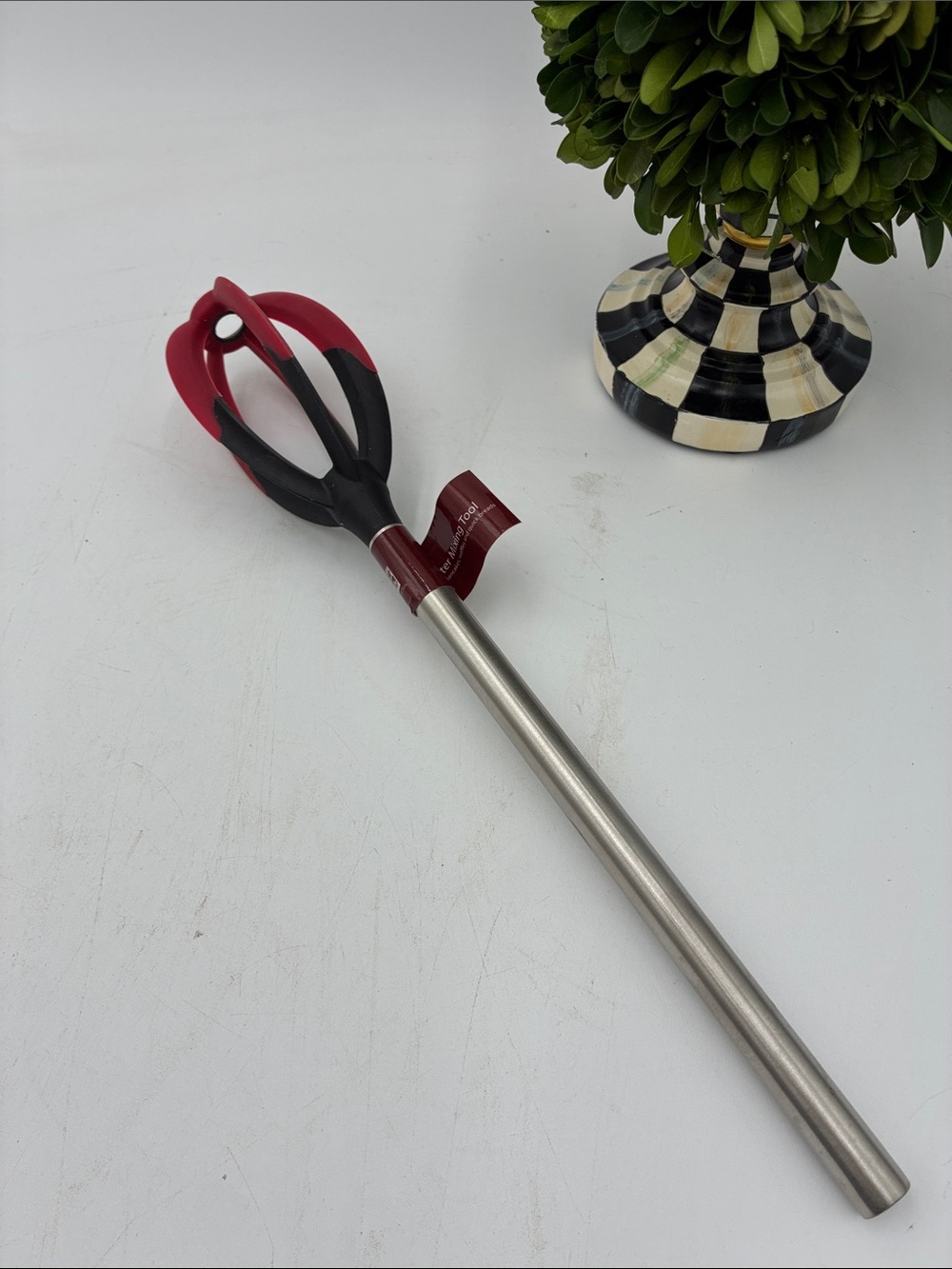 Williams Sonoma Red and Black Silicone Multi-Use Whisk with Stainless Handle